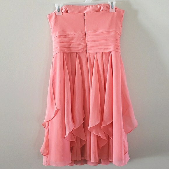 DAVID'S BRIDAL Coral Strapless Bridesmaid or Maid of Honour Dress Peach … - Picture 2 of 7